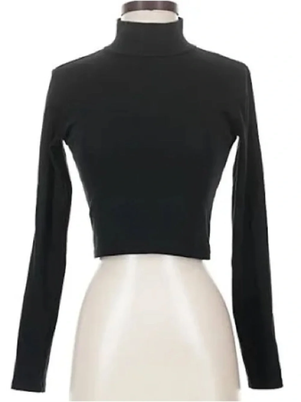 Zara Black Long-Sleeve Crop Turtleneck